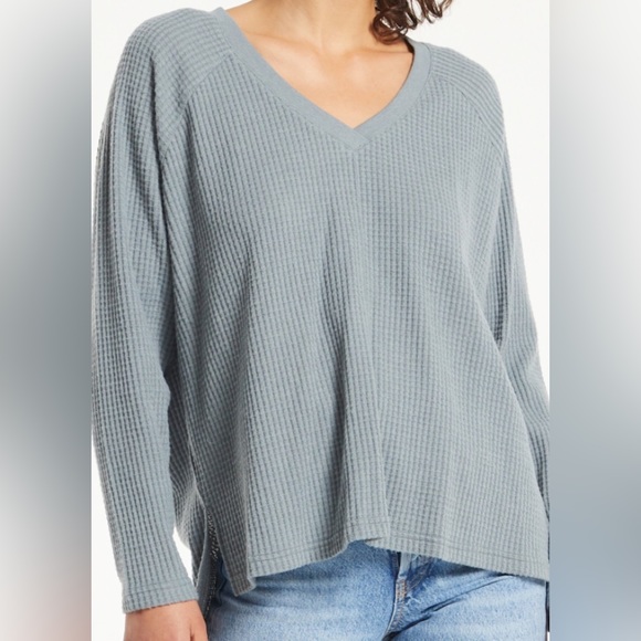 Z Supply Stone Blue Green Ansel Brushed Thermal Top - Small - Picture 3 of 9